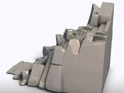 Low Poly Ladder in Stone Geometric Rock Carving Sculpture  3D print model