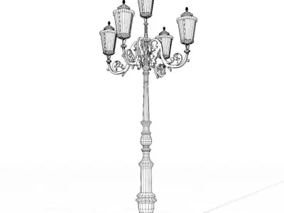 Parisian Style Lamppost 3D model Low-poly 3D model