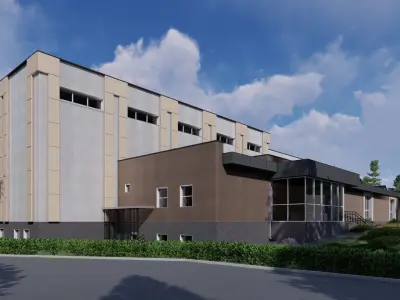 3D model of a public building with a swimming pool interior 3D model