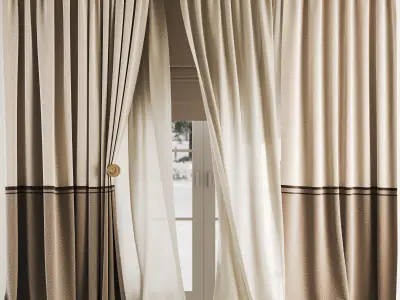 Silk and Cotton Curtain Low-poly 3D model 5