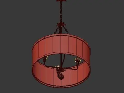 Broche 6 Light Antique Gold Chandelier 3D model