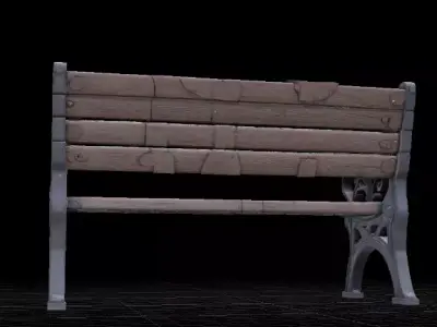 Park Bench Low Poly Game Ready Outdoor 3D Model Low-poly 3D model