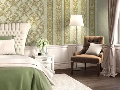 Regal Olive Damask Wallpaper Texture