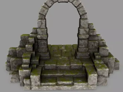 gate 8 stone archway with moss Low-poly 3D model
