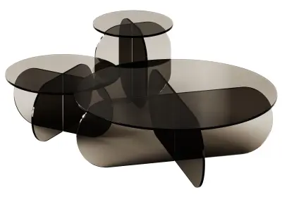 Nor Clear Glass Coffee Tables by Sebastian Scherer 3D model