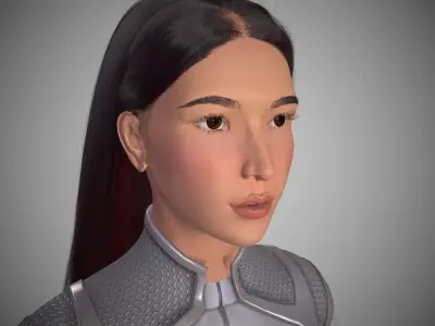 Scifi character for spaceship crew member girl Low-poly 3D model