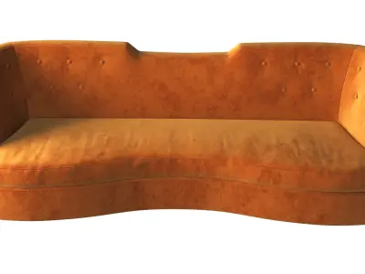 Sofa orange mustard color  three four seater 3D model