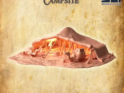 Desert Campsite Tabletop Terrain 28 MM 3D print model