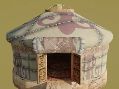 Cartoon Yurt 1 - Low Poly Game Ready Low-poly 3D model