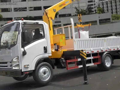 Isuzu NPR Manipulator Crane Lifts Cargo 