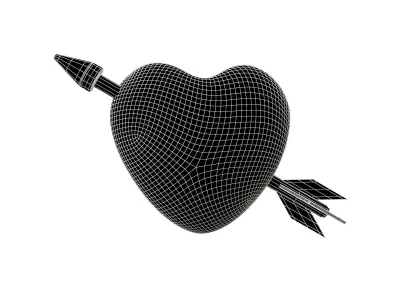 Heart With Arrow v1 007 Low-poly 3D model