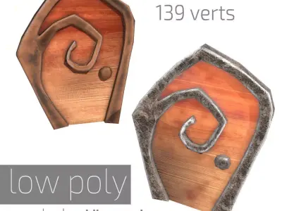 Low Poly Door hobbit Low-poly 3D model