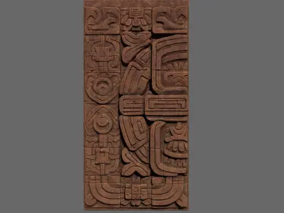 High poly Yellow Mayan Temple Wall 230731 3D model