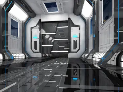 SCI FI INTERIOR SCENE SPACE SHIP 3D model