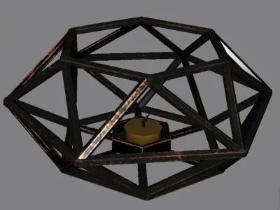 illuminators metal geometric shape with candle inside Low-poly 3D model