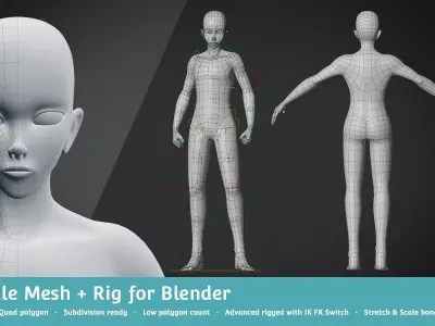 Base Meshes Character Starter Kit Low-poly 3D model