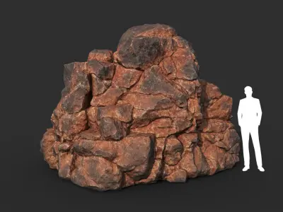Low poly Black Yellow Desert Rock A 211119 Low-poly 3D model