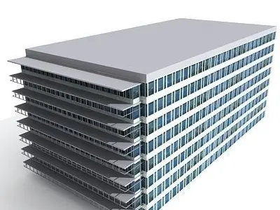 Square Office Building 102 Low-poly 3D model