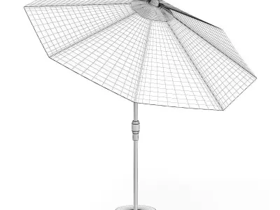 Round Beige Sunshade Umbrella 1 3D model