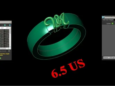 Light Gold Diamond Men Ring 2MR064 3D model