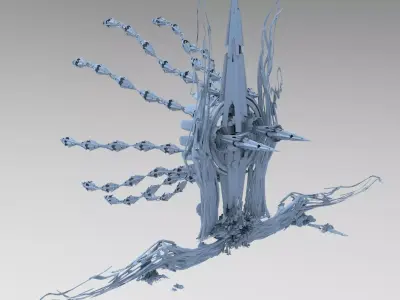 Sci fi Orchid city portal  Low-poly 3D model