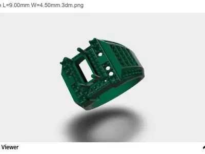 Men Ring with an Emerald Cut Center Stone 3D print model