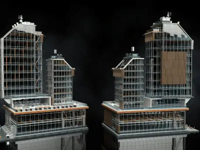 Realistic Urban Skyscraper Pack 3D model