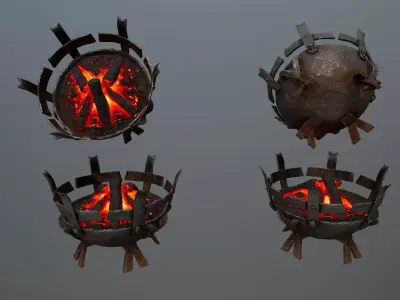 Medieval Braziers Lights   Low-poly 3D model