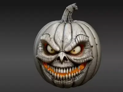 Evil Jack-O-Lantern Pumpkin 3D Model Solid Halloween Pumpkin  3D print model
