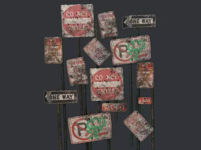 Traffic Sign01 Abandoned Low-poly 3D model