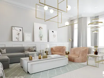 Corona - C4D Scene files - Drawing Room Interior Scene 3D model