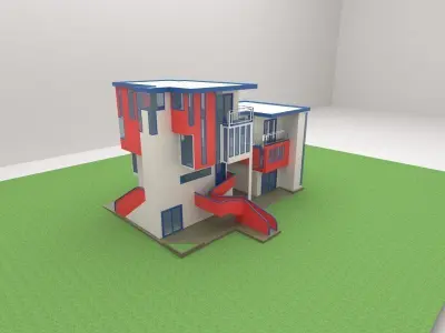 LOW POLY MANSION modern house 3D model