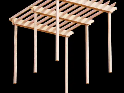 Pergola with grape leaves v2 3D model