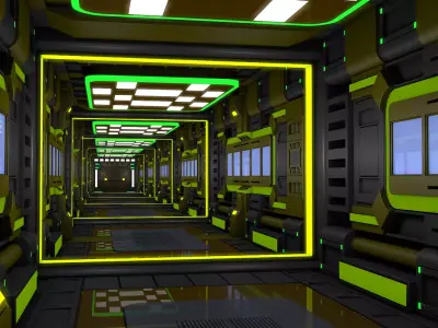 Sci Fi Spaceship Corridor 3D model