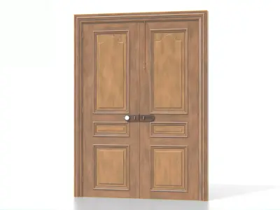 Antique Wooden Double Door Low-poly 3D model