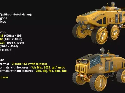 Mars Rover Concept-2-Yellow 3D model
