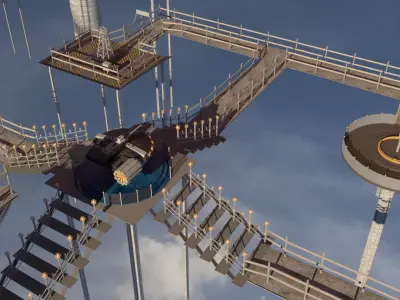 Sci-Fi Cosmic Station Spaceship Landing Base Facility  3D model