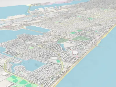 Cityscape Galveston Texas United States 3D model