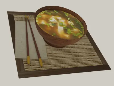 Low poly miso soup   low-poly 3D Model Low-poly 3D model
