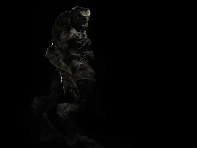 Realistic Grey Monster  Low-poly 3D model