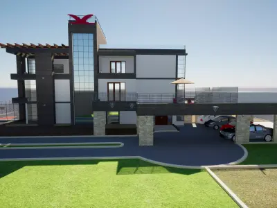 Villa Interior And Exterior Low-poly 3D model