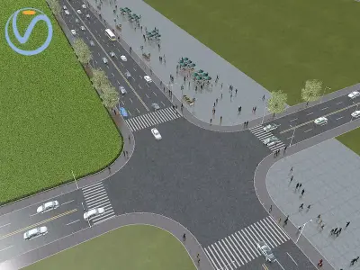 3D model of city street road parts 3D model