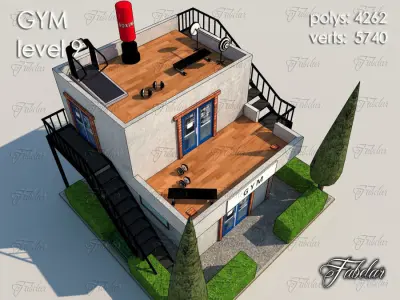 Gym Level Low-poly 3D model