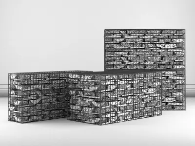 Gabion Stone Wall 2 3D model