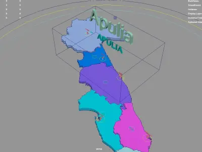 Apulia  Italy map region geography political geographic 3D model
