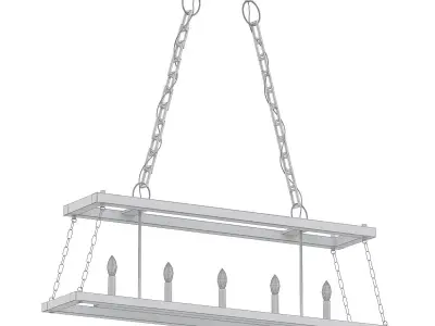 Dwelling 5 light rectangular pendant in polished nickel 3D model