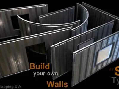 sci fi walls - modular Low-poly 3D model