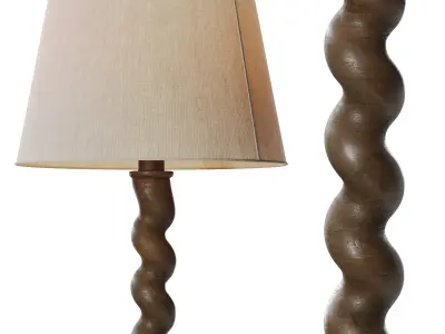 French Twisted Wood Floor Lamp 3D model