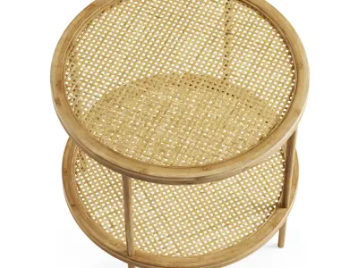 Double wooden rattan coffee table  3D model