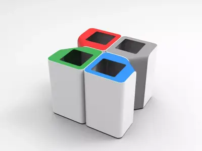 Modern Litter Bin Low-poly 3D model
